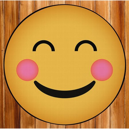 DEERLUX Emoji Style Round Funny Smiley Face Kids Area Rug, Happy Emoji Rug, 36 x 36 QI003868.S
